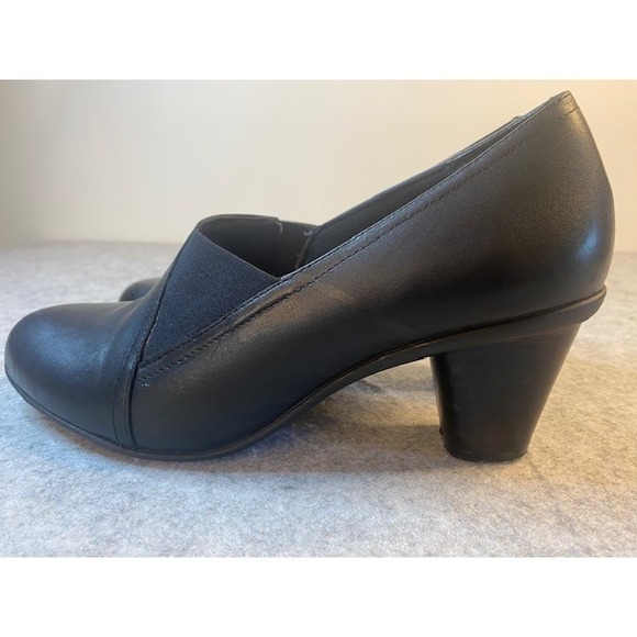 Vionic Sumner Women's Black Leather Wedge slip on Heel Shoes Size 8.5‎ - Picture 4 of 8